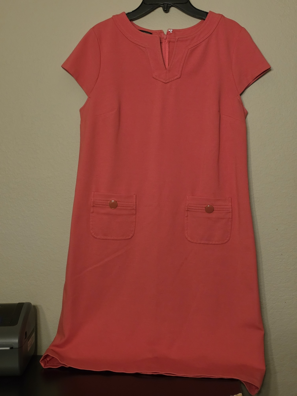 Talbots Coral Pink Short-Sleeve Shift Dress